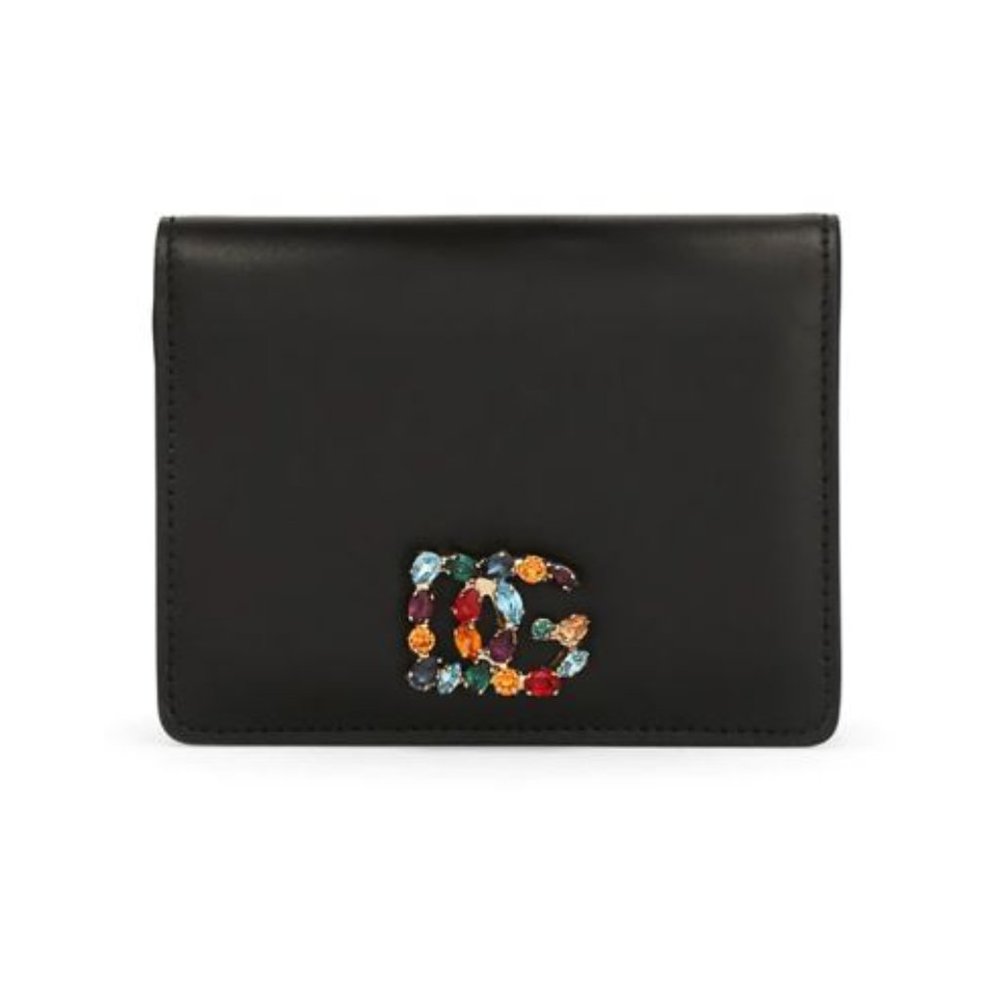 Dolce & Gabbana Multicolor Stone DG Bi-Fold Leather Wallet Black - Picture 4 of 10